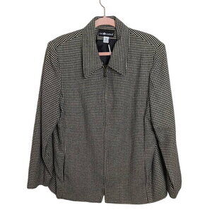 Vintage Houndstooth Zip-Up Blazer
